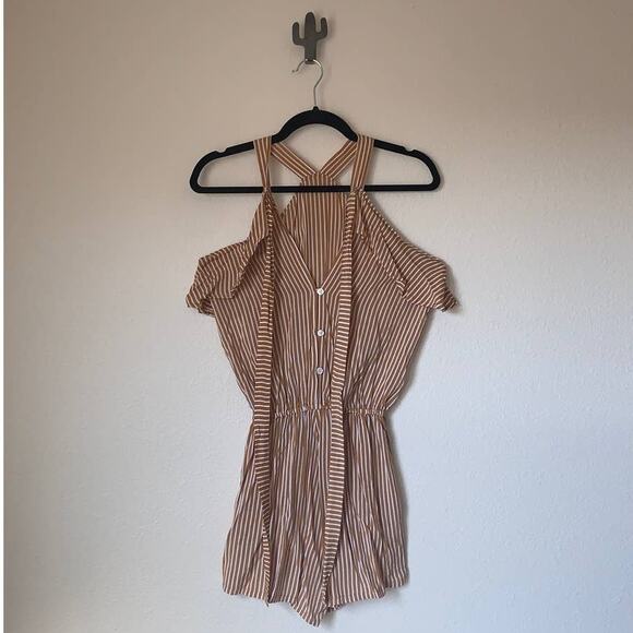 Faithfull the Brand Gaia Orange Striped Romper - Picture 4 of 9
